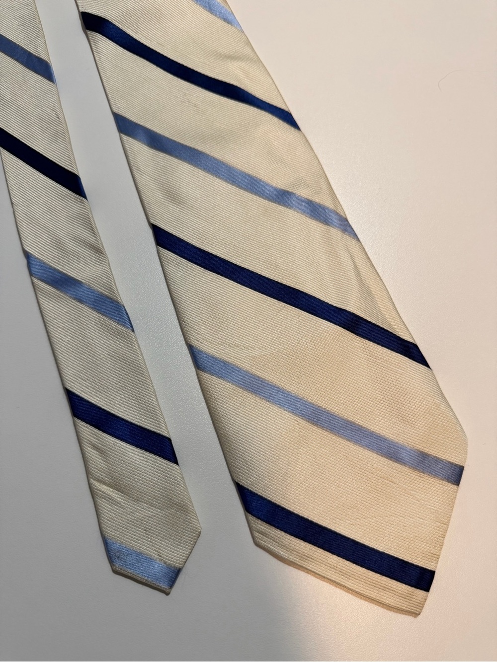 Nautica Blue White Stripes Woven Repp 100% Silk Tie Necktie Regimental